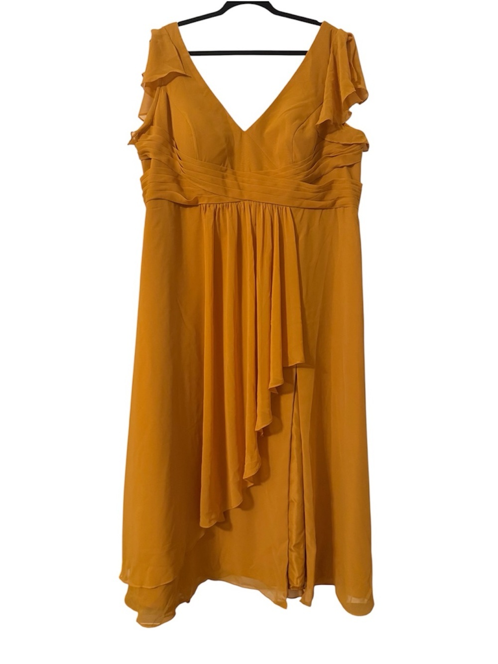 Azazie Omari A-Line Chiffon Maxi Dress in Butterscotch Formal Dress 20/22 Custom